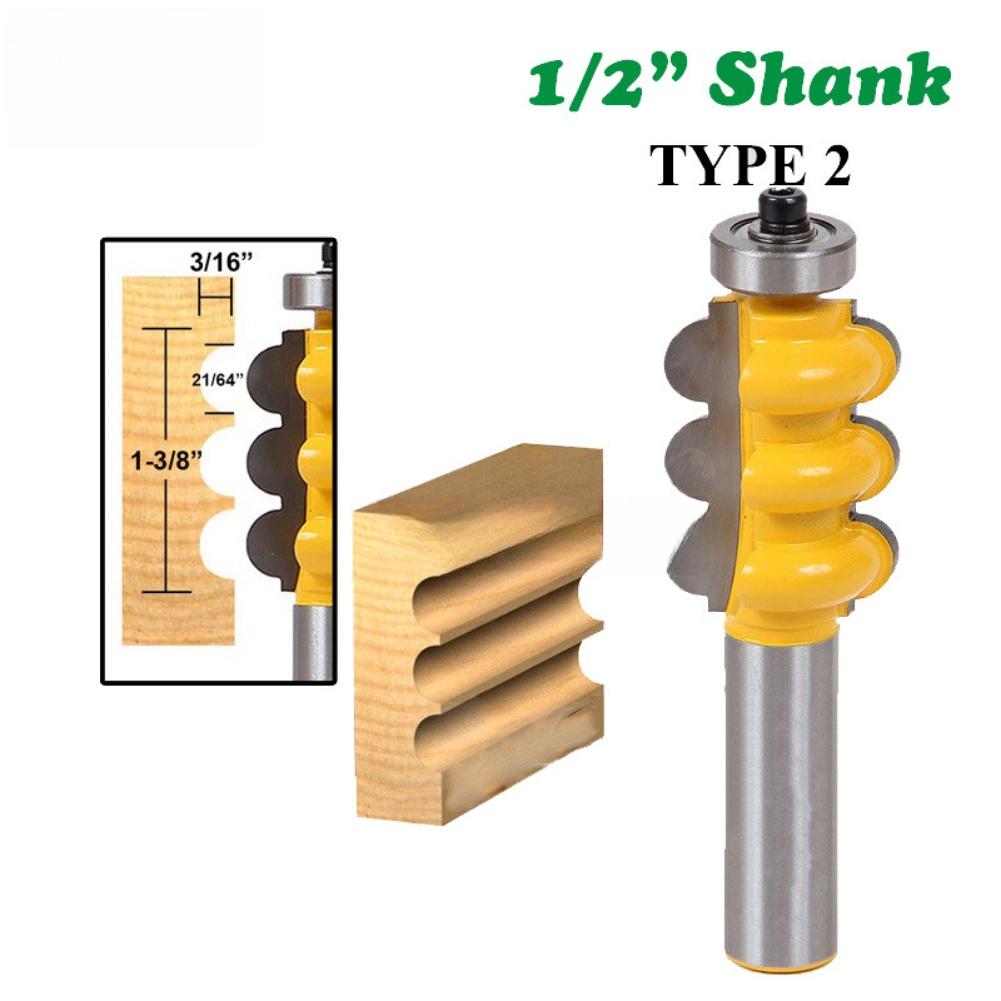 Router Bit Set 2pcs with 12in Shank Triple Bead Column for Precise Tenon Milling and Smooth Wood Edge Profiling