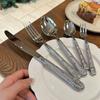 5Pcs High-grade 304 Stainless Steel West Tableware Forging Wheat Ear Knife Fork Spoon Extra Thick Tableware Tableware Set