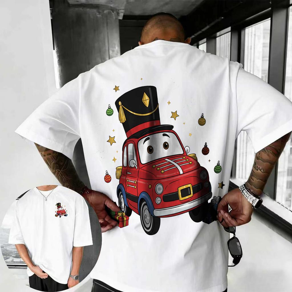 202526 Summer Disney Cars Lightning McQueen Cartoon Pattern 100 Cotton Printed Tshirt Comfortable Breathable Mens Clothing