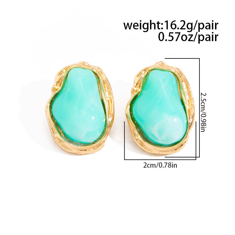 Vintage Colorful Resin Pearl Stud Earrings for Women Elegant Imitation Pearl Irregular Geometric Earrings Jewelry Gifts
