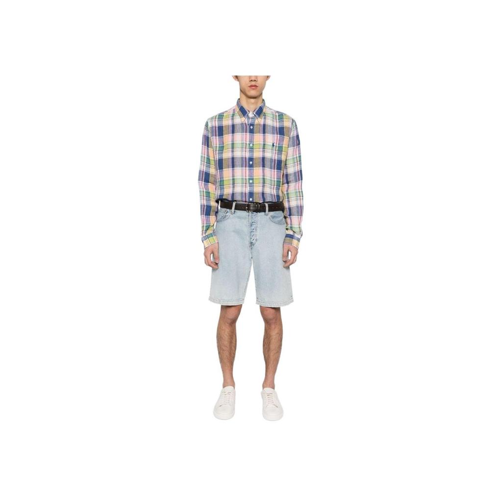 Polo Ralph Lauren Color Block Plaid Button-Down Long Sleeve Shirt Men Shirts Multicolor 710937880-001