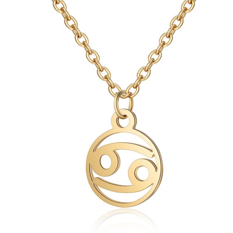 Stainless Steel Zodiac Pendant Necklace with Thin Chain