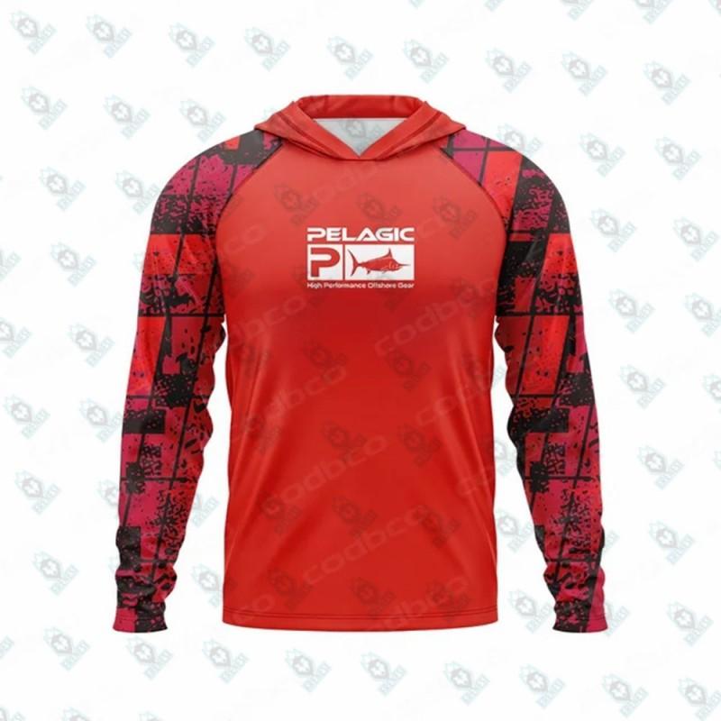 Mens Quick-Dry UV Protection Hooded Fishing Shirt Long Sleeve Breathable Outdoor Sport Jersey Cycling Angling