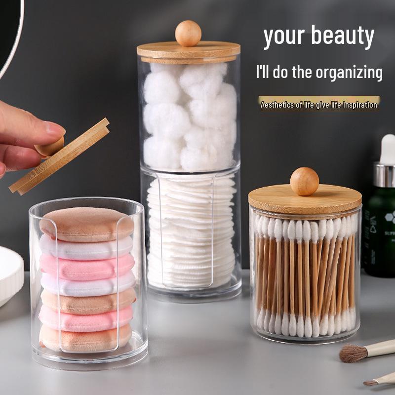 Cross-Border Exclusive Acrylic Cotton Ball Storage: Transparent, Dustproof, Portable, Stackable, Multifunctional Storage Jar.