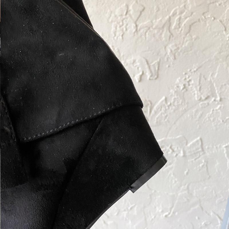 Fashion Strap Buckle Wedges High Heels Woman Knee-High Boots Punk Style Pointed Toe Party Dress Female Shoes