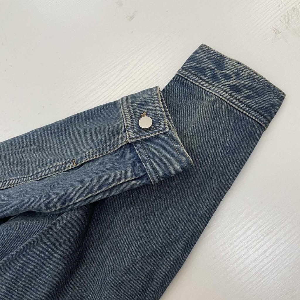 American Retro Rope-Dyed Slim Denim Workwear Jacket with Lapel Pocket