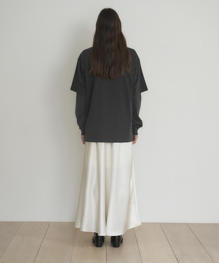 Mosyupamosyu Satin Low-Rise Flare Skirt [Ivory]
