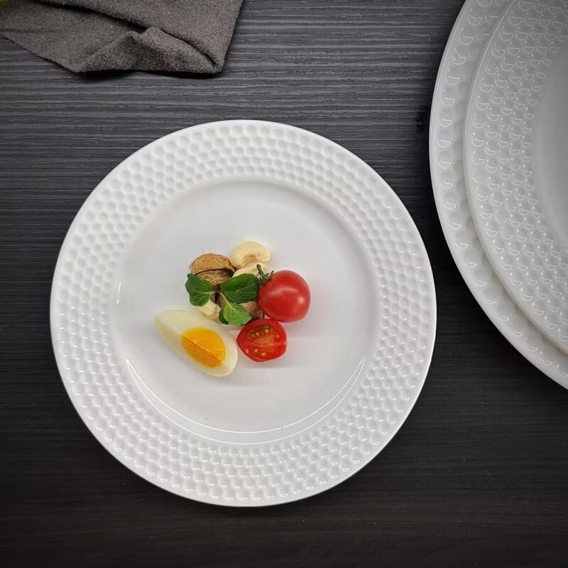 10-inch Gold Rim Ceramic Flat Dinner Plate