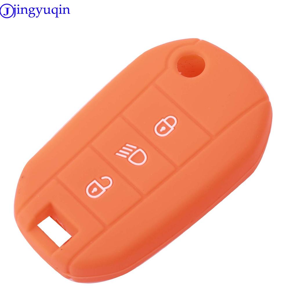 Jingyuqin Custodia in Silicone per Chiave Auto con Telecomando a 3 Pulsanti Fob per Peugeot 3008 208 308 508 408 2008 Protezione Gomma Styling