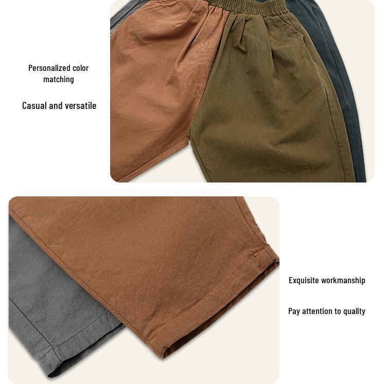 Kinder Baumwoll-Leinen Karottenhose: Frühling & Herbst Koreanischer Stil, Farbblockierte Freizeitkleidung für Kleinkinder & Kinder