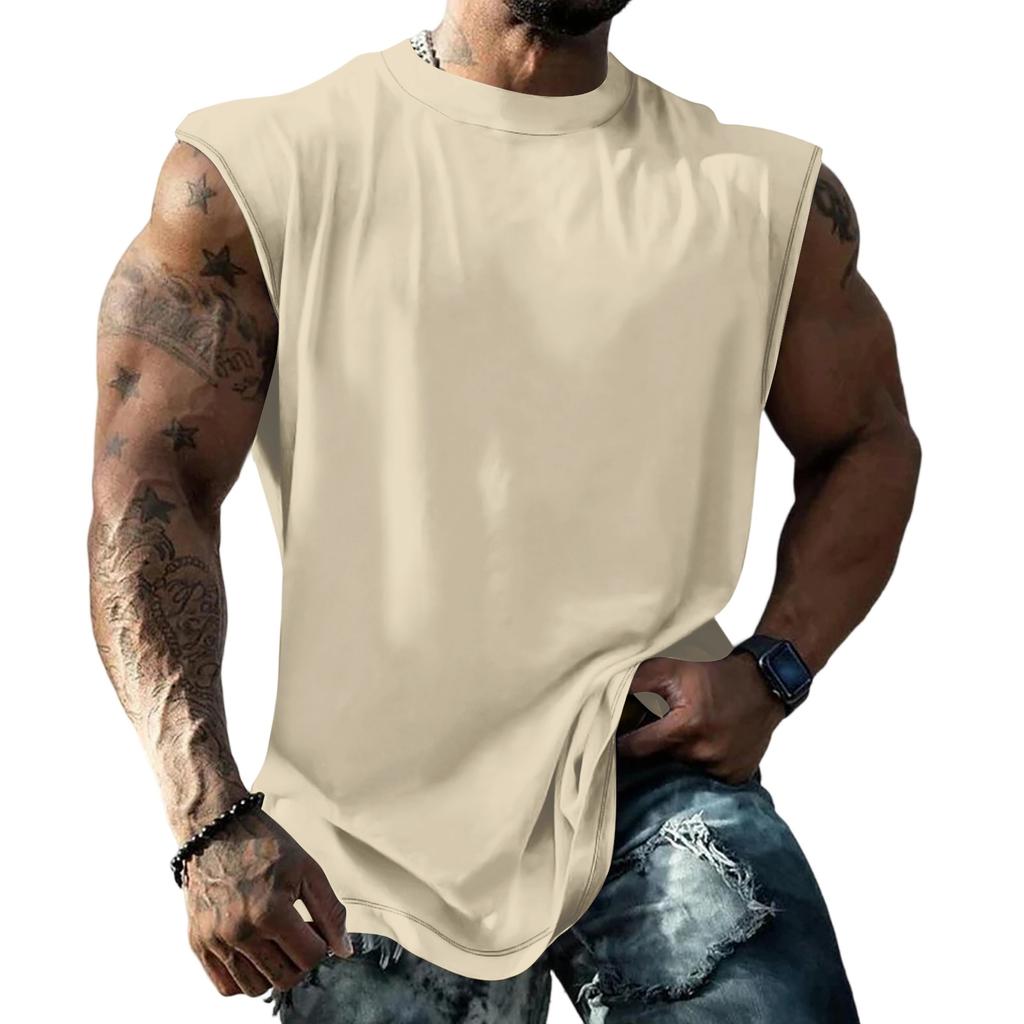 Men Sleeveless Tank Top Muscle Shirt Loose Fit Basic Solid Color Casual Summer Workout Vest for Daily Use
