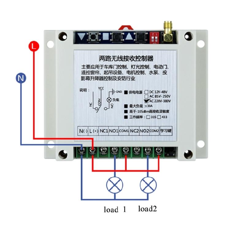 AC220V~380V Wireless Remote Control Switch Relay RF Transmitter 315/433MHZ