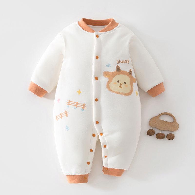 Thickened 120g Cotton Winter Baby Jumpsuit - Warm Padded Bodysuit for Crawling