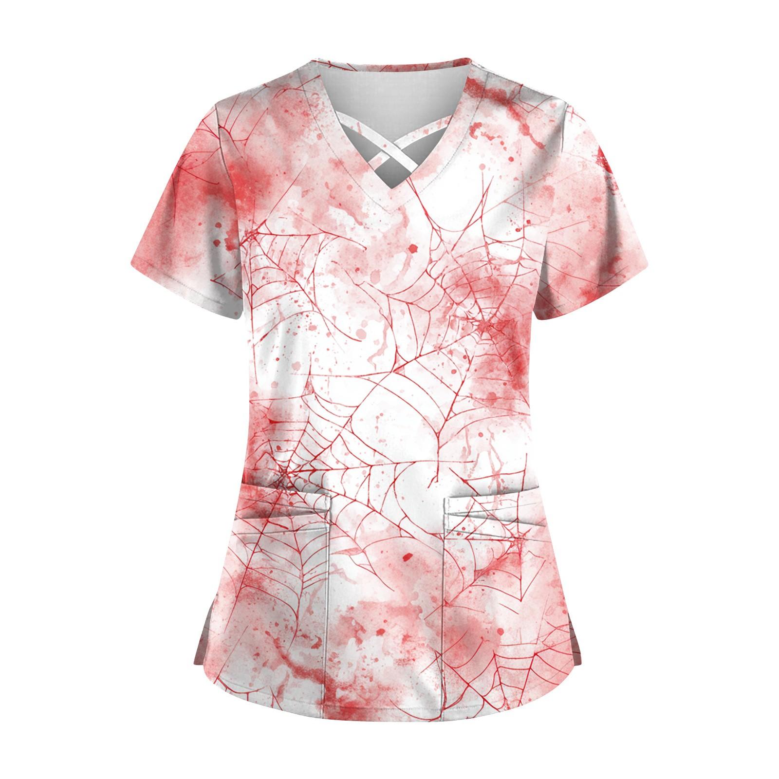 

Женский топ с коротким рукавом и V-образным вырезом, принтом и карманом Dry-nurse XXXL