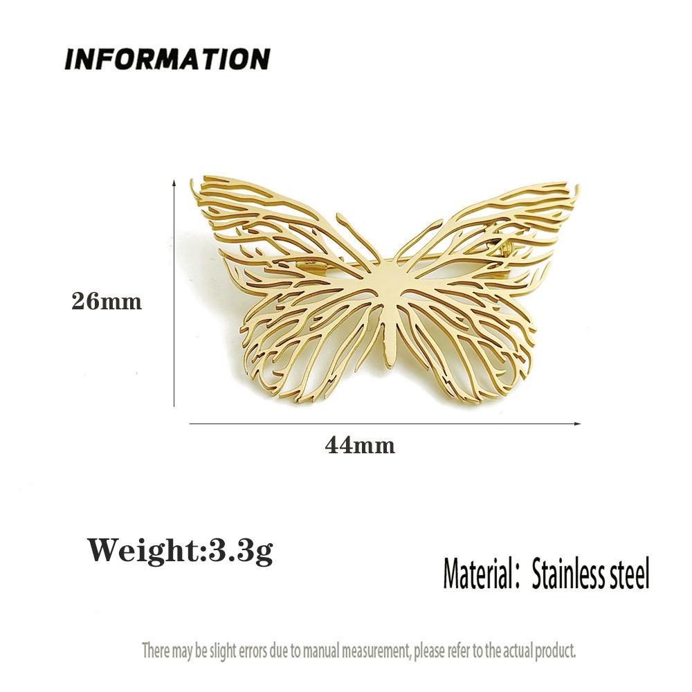 Charming punk style life tree butterfly stainless steel gold-plated 18K brooch, black suit accessories, wedding matching set
