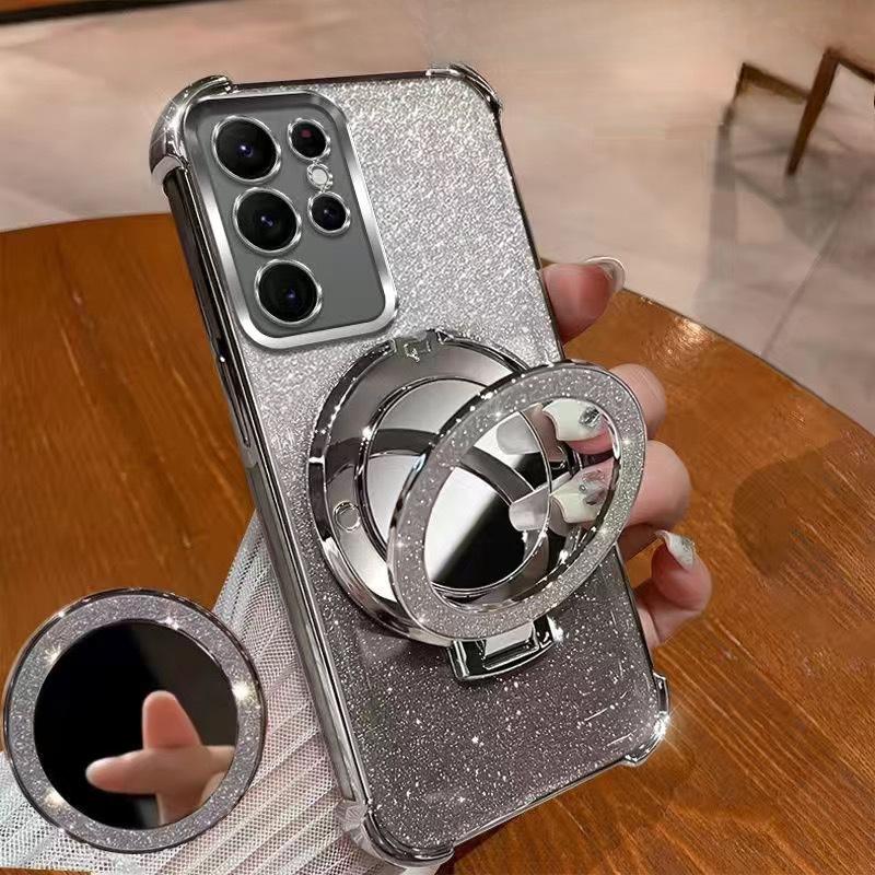 

Samsung S25ultra Phone Case, Glitter Touch-up Mirror Stand, Anti-drop Case S24P, Suitable for A36 To A55, Luxurious Samsung S25