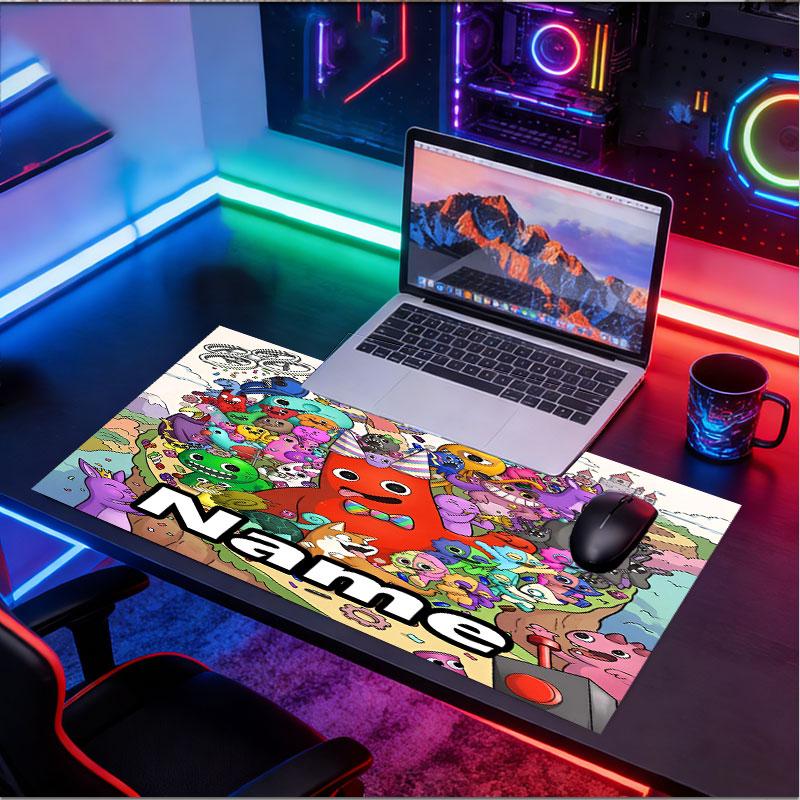 Custom Name Personalized Game Rainbow Friends Pattern Mousepad, Laptop PC Desk Mat, Decorative Desk Mat for Home Keyboard Pad Gift