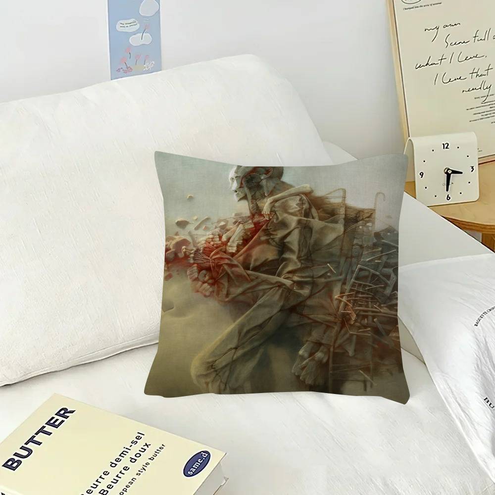 Z-ZdzislawBeksinskis Art  Pillow Covers Cartoon Sofa Decorative Home Double-sided Printing Short Plush Cute Cushion Cover