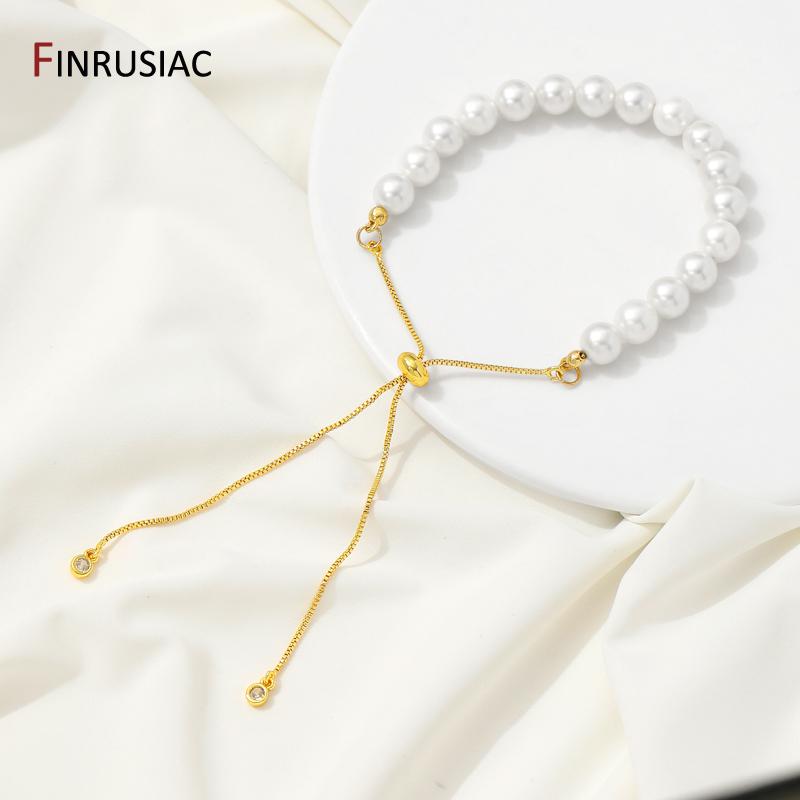 14K Gold Plated Brass Inlaid Zircon 12cm Adjustable Slider Bracelet Chain,Box Extender Chain For DIY Bracelet Making Accessories