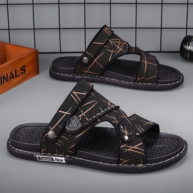 Pánské pohodlné sandály s tlustým dnem, ležérní, odolné proti opotřebení, letní plážové boty, nazouvací pantofle