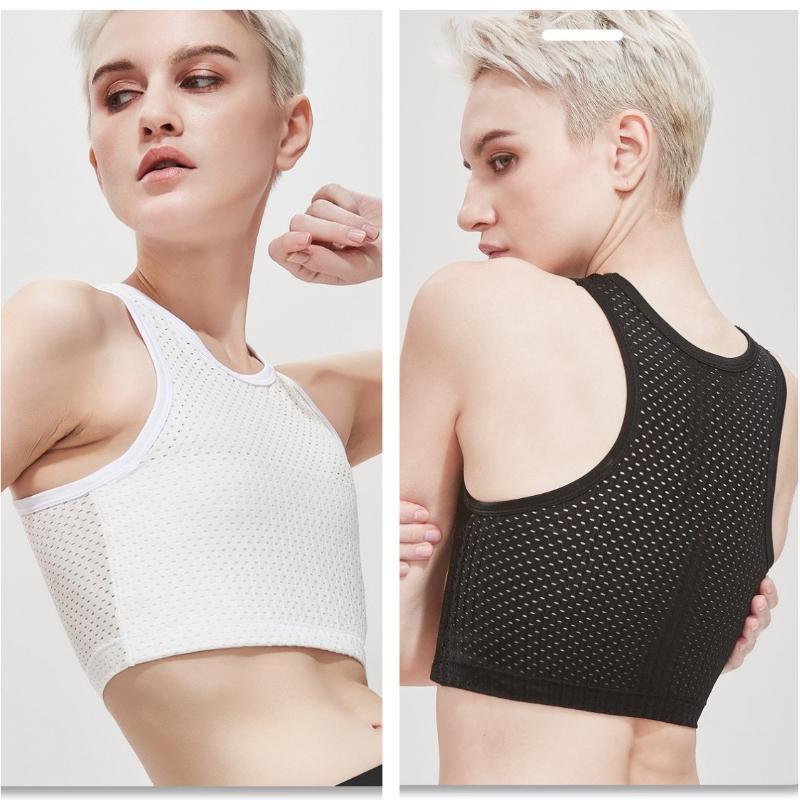 Women Net Chest Breast Binder Tomboy FTM Stretchy Sports Bra Vest Tank Top