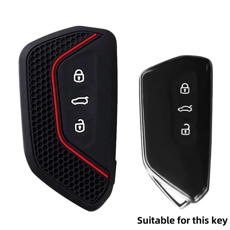 Car Key Case Full Cover Shell For VW Volkseagen Golf 8 MK8 ID.3 ID.4 Cupra Skoda Octavia SEAT Leon MK4 2020-2024 AUTO Key Chain