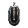 Indenya Inden Coin Purse, Deerskin Leather, Soft, Shippo Pattern, Black with Black Lacquer and White Chintz, 8802