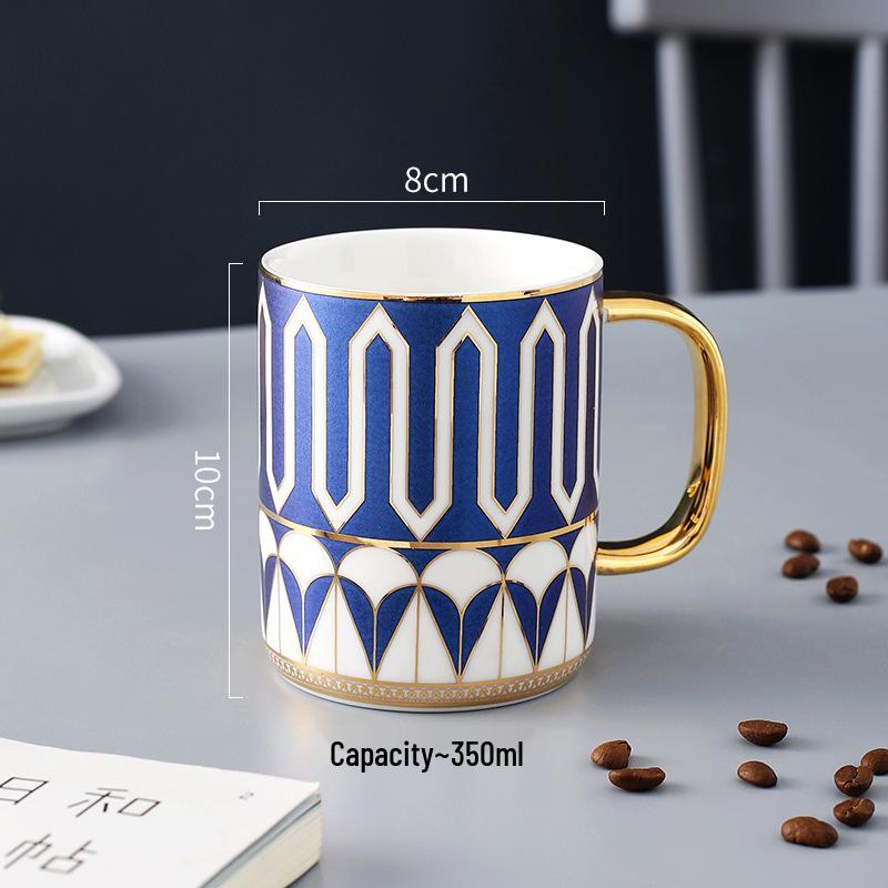British Style Matching Ceramic Mug Set with Lids - High-End Coffee and Water Cups