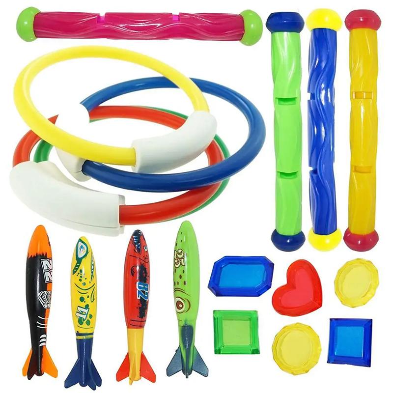 Swimming Pool Diving Toys Treasure Hunt Diving Set Torpedo Fish Water Rings Dolphin Inflatable Swimming Pool Accessories Tmz