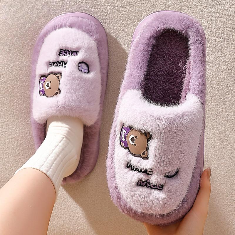 New Style Slippers Bag and Indoor Home Thick-soled Warm and Cute Plush Cotton Shoes for Women