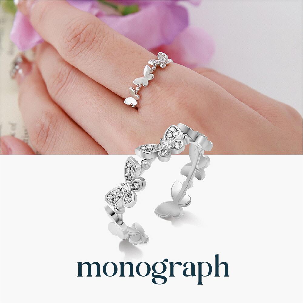 Monograph Butterfly Open Ring Mger0349 14K Gold Plated (White Gold)