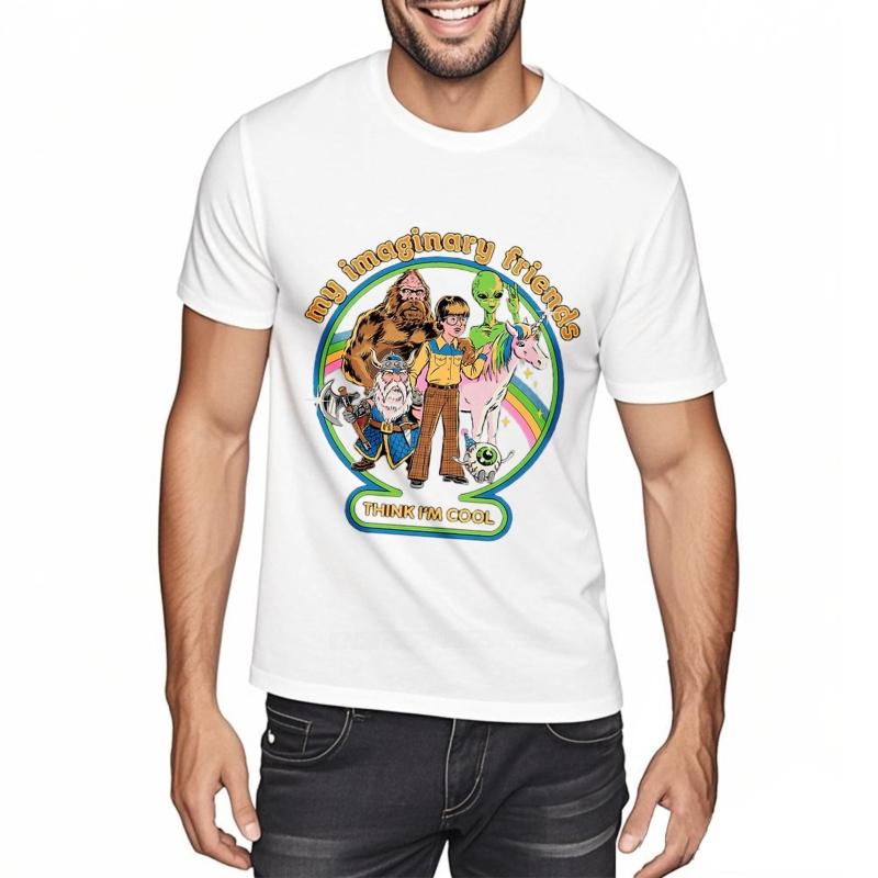 men brand tshirt Streetwear summer Teenagers t shirt My Imaginary Friends Think Im Cool Short Sleeve Adult Oneck Top tees