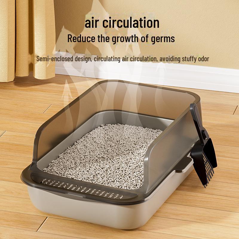 Large High-Fence Semi-Enclosed Splash-Proof Cat Litter Box