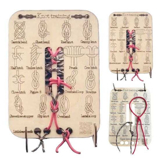Learn Knot Training Board 16 Knots Tying Practice Wooden Board Beginner Reefs Square