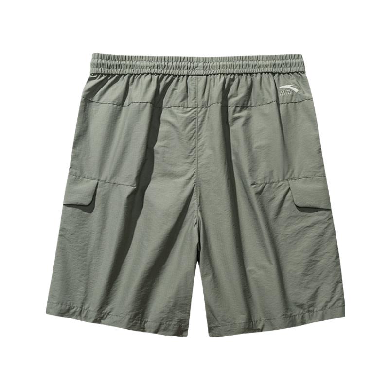 Anta Comfortable Simple Versatile Loose Letter Mid-Rise Drawstring Casual Shorts Men shorts Gray-Olive 152528506-3