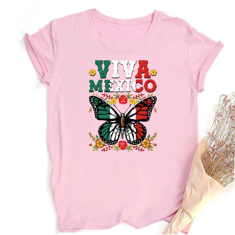 

Viva Mexico Butterfly Flower Printed Girl T Shirt Women Summer Retro Tshirt Tee Graphic Tops Female Short Sleeve T-shirt 3XL