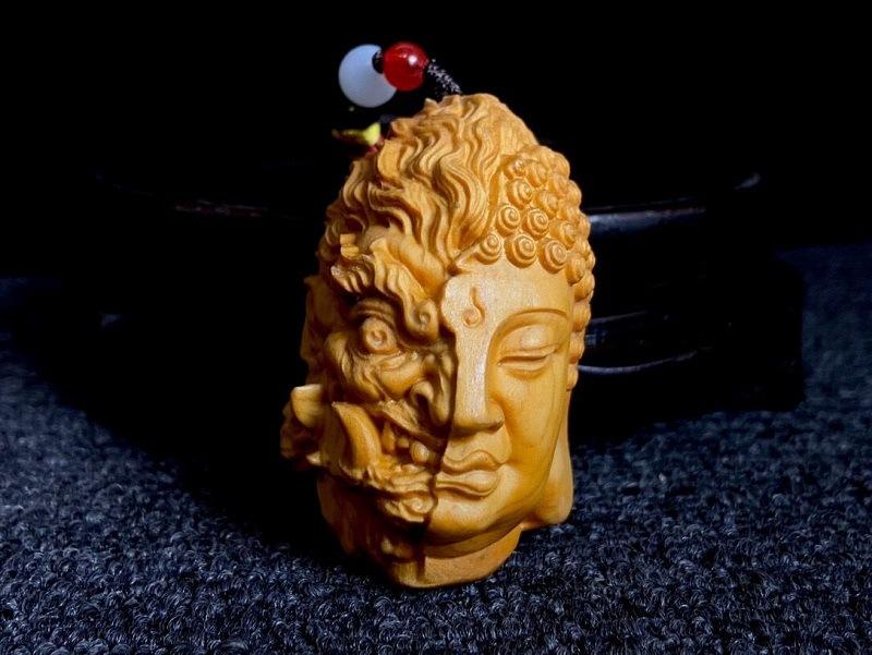 Buddha Miniature Wood Carving Buddha s Head Ornament Creative Home Decoration Car Interior DIY Pendant Gift Collection souvenirs