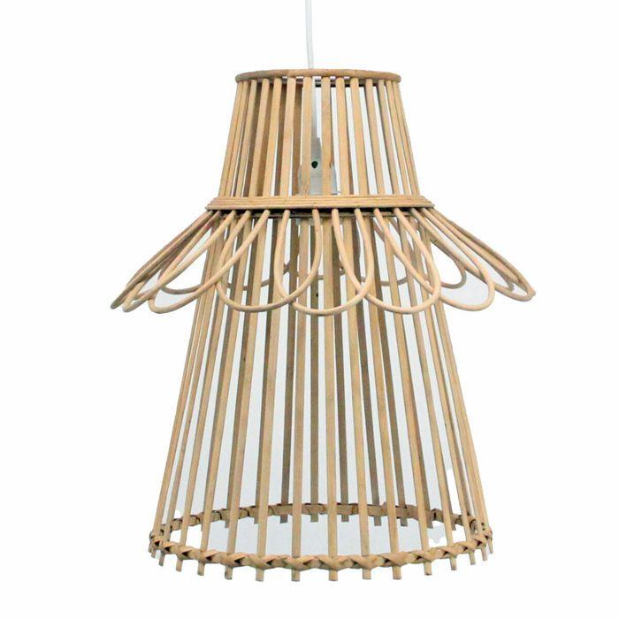 Suspension - Marron - Rotin - 50W - 40x40x46cm - Luminaire Intérieur