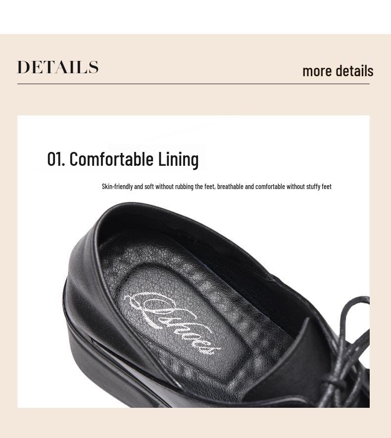 Genuine Leather Women's Chunky Heel Round Toe Shoes - Autumn Non-Slip & Comfortable Mom Shoes with Soft Mid Sole