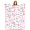 Trendy Ballet Pink Ribbon  Bow Microfleece Throw Blanket   Sizes  Comfortable for Camping  Perfect Gift
