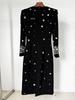 2026 European & American Celebrity Long-Sleeve Evening Gown with Heavy Beading & Rhinestones