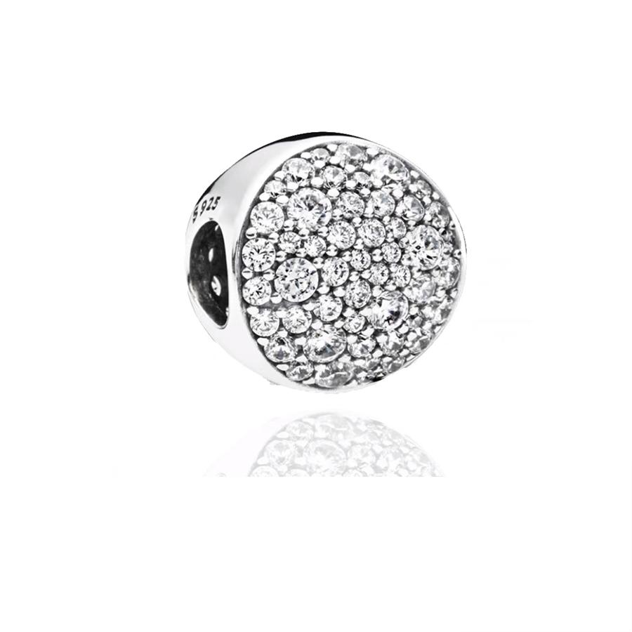 NEW Pavé Bead Sparkling Paw Print Flower Heart Charm Fit Original European 925 Sterling Copper Bracelet DIY Women Zircon Gift