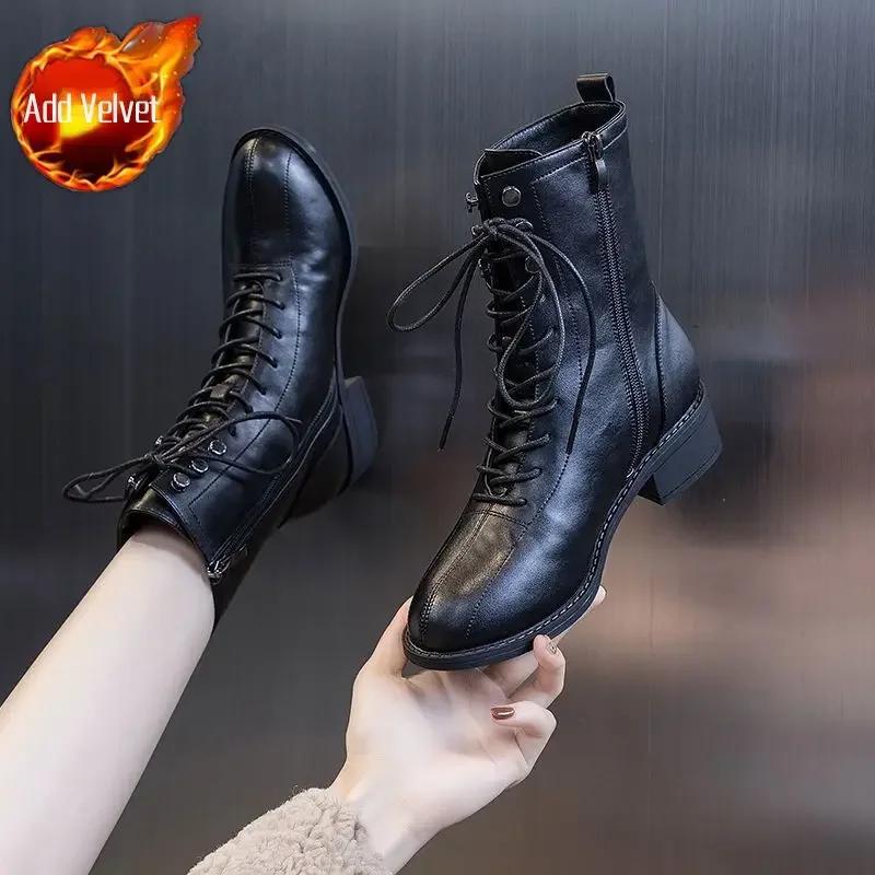 Fashion Autumn Leather Ankle Boots for Women New In Woman Short Shoes Winter 2024 Hot Chic and Elegant Trend Booties Footwear Boot Pu 39