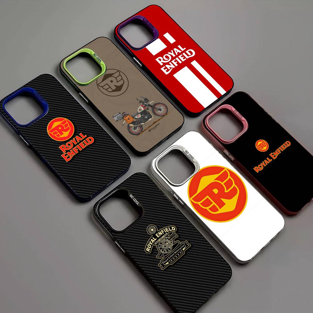 R-ROYALS E-ENFIELDS Logo Phone Cover For IPhone 16 15 14 13 12 11 17 Pro Max Plus Color Silver Shell