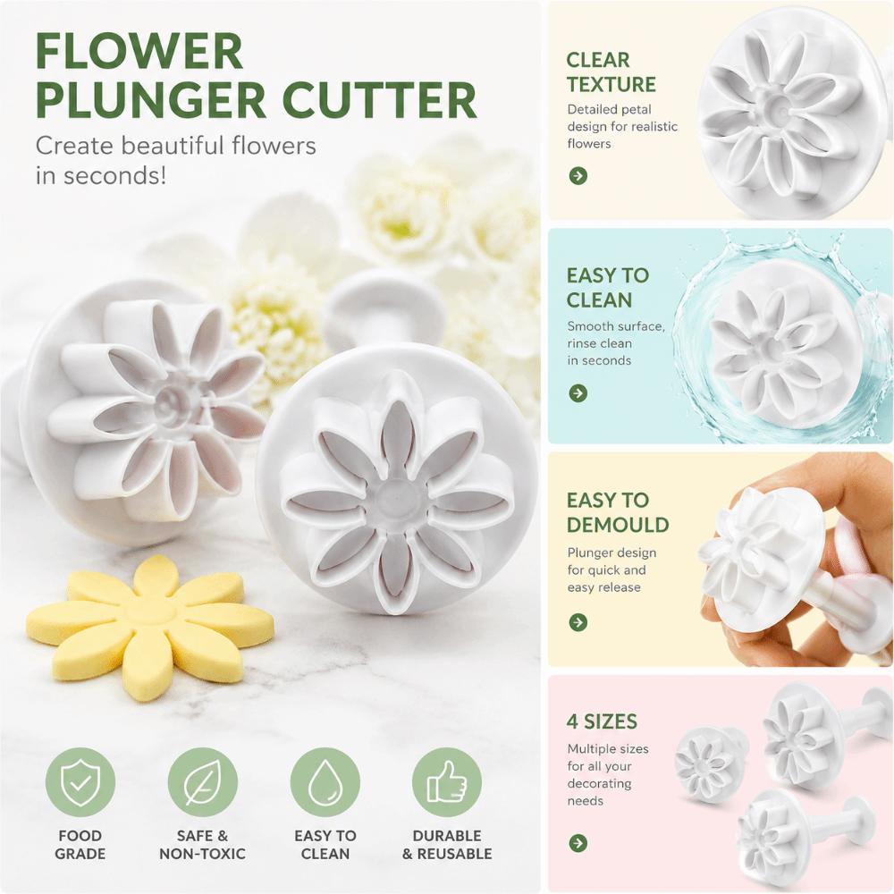 8pcs 8 Petals Shape Fondant Cutter Mold Daisy Pattern Flower Plunger Cutter Chocolate Decoration