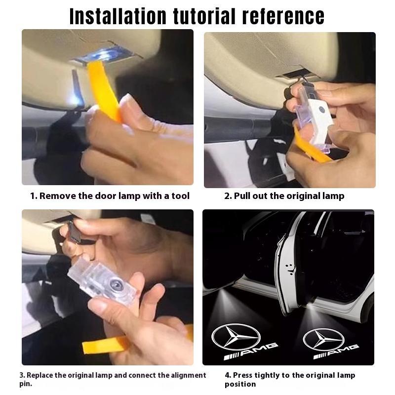 2-4PCS Car Door HD Led Laser Projector Welcome Lamp Suitable For Mercedes-Benz AMG CLA C17 CLS C218 W218 W219 E Class 207 C207.