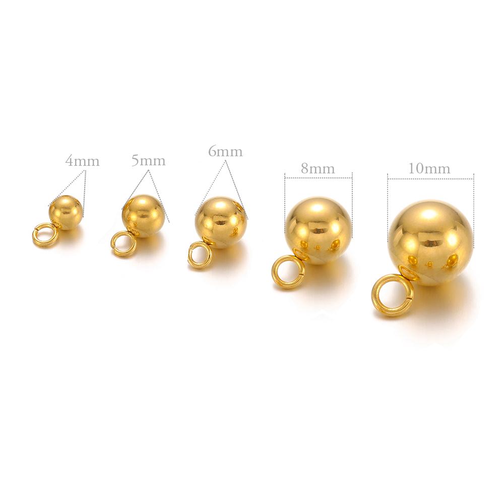 20pcs Stainless Steel Solid Ball Charms Pendants Beads for DIY Jewelry Necklace Findings Bracelets Supplies Earrings Making