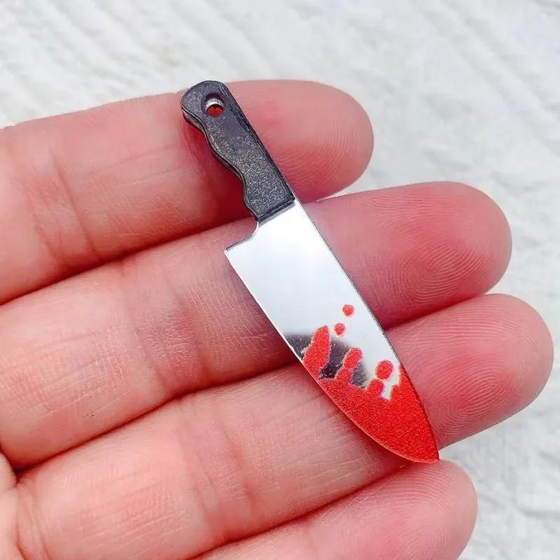 Arcylic Charms Halloween Blood Knife Charms Pendant for DIY Earring Keychain Jewelry Making Designer Charms