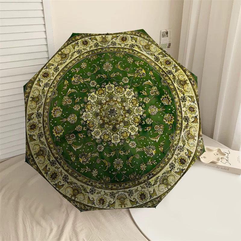 

1PC Floral Pattern Circle Rug Umbrella-8-Rib Reinforced, Automatic Open, Lightweight & Durable, Cute Fashion Accessory for Outdoor-K1302