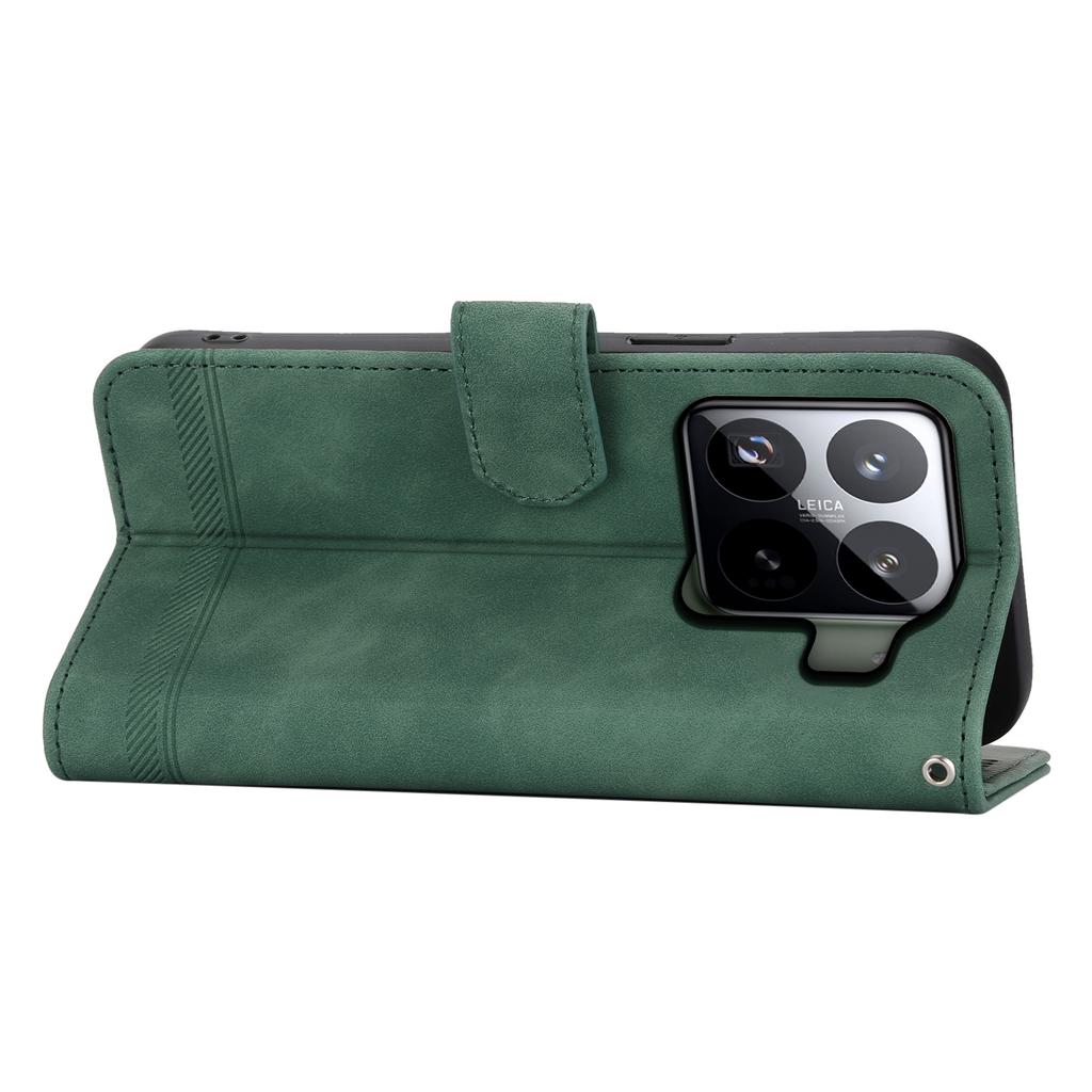 DIERFENG DF-03 For Xiaomi 15 Pro Leather Case Lines Imprint Wallet Phone Cover